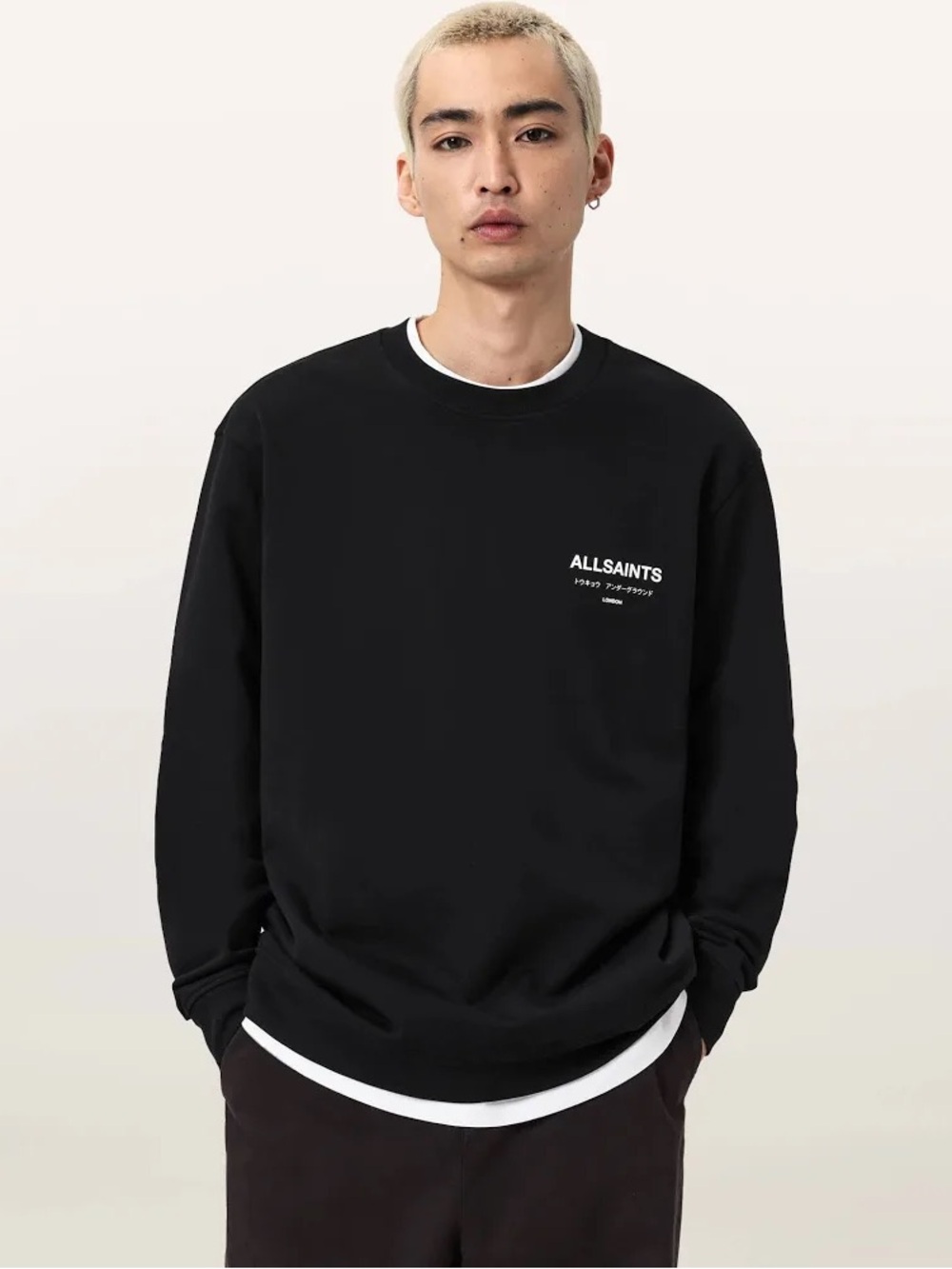 Authentic AllSaints Underground Organic Cotton Graphic Sweatshirt Sz L